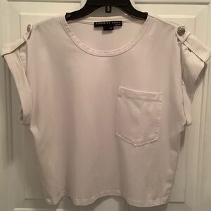 Veronica Beard White Blouse with Pocket Detail